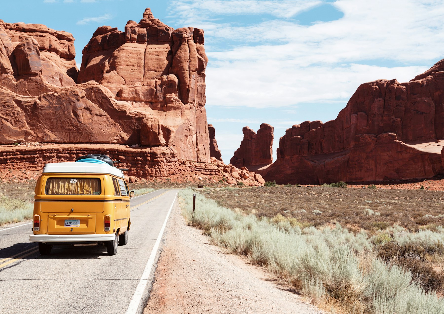 Open road through a travel destination